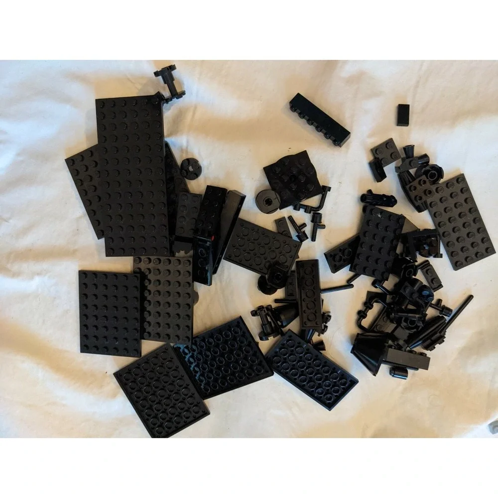 Lego Lot of 50+ Vintage Classic Black Tiles Smooth Flat Long Printed